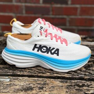 Hoka One One Women's Bondi 8 Blanc De Blanc/Swim Day Size 10 Athletic Shoes M1